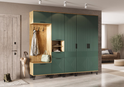 Флэш Прихожая, вариант №1, Браш мени грин/Дуб крафт