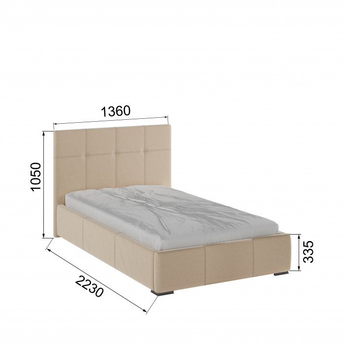 Рио Кровать интерьерная 120 бежевый квадрат, ПМ