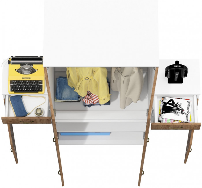 Лидер-8 Шкаф МД 19Б + Тумба МД 3.15 + Тумба МД 3.15, белый шагрень/крафт золото