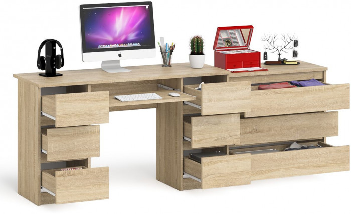 Мори компьютерный стол МС-2 + Комод МК800.1, дуб сонома