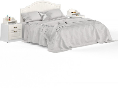 Ливерпуль Кровать 11.08 + осн. + ножки + две Тумбы 08.146 + две 10.117, цвет ясень ваниль/белый, ШхГхВ 266х204х112 см., 1600х2000 мм., б/м, орт. есть