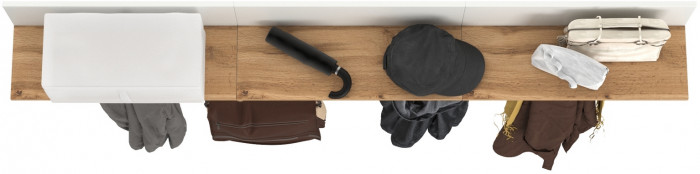 Октава 15.14.01 Вешалка + 15.14.01 Вешалка + 15.14.01 Вешалка, белый шагрень/дуб крафт золотой