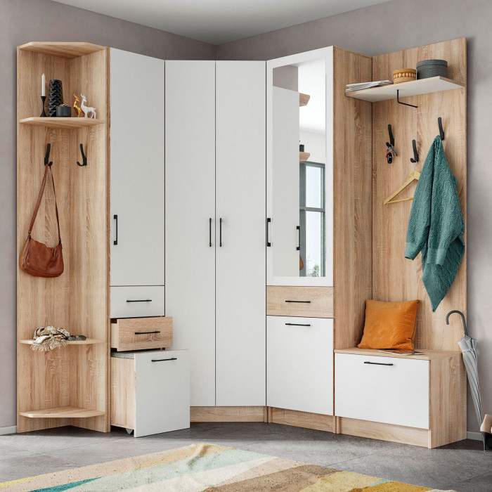 Прихожая Денвер шкаф угловой дуб сонома/белый