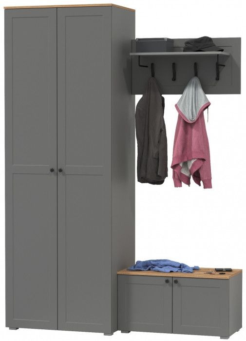 Остин Прихожая 19, серый графит/дуб крафт золотой