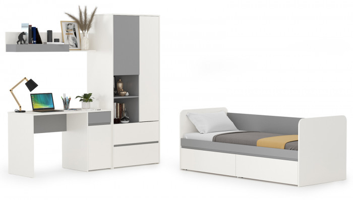 Торонто Компоновка № 25, белый шагрень/стальной серый