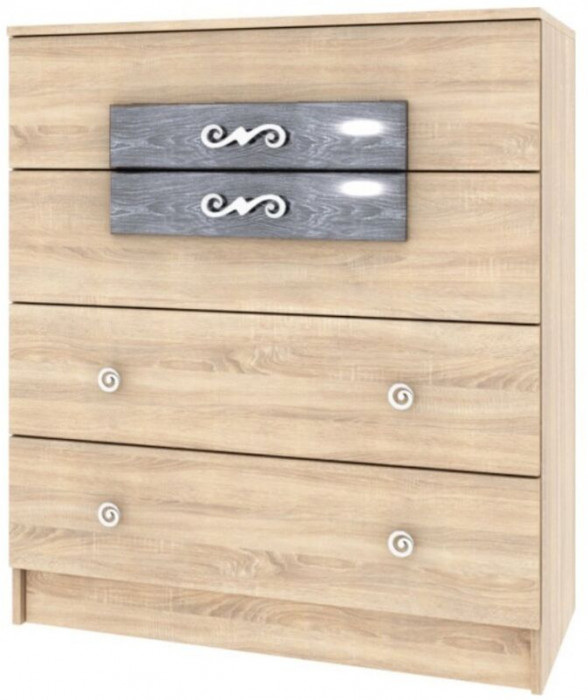 Мадлен Комод дуб сонома/МДФ дуб шале серебро