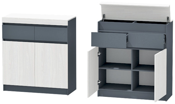 Модульная Прихожая Иннэс-10, набор 6, Графит/Ясень Анкор Светлый