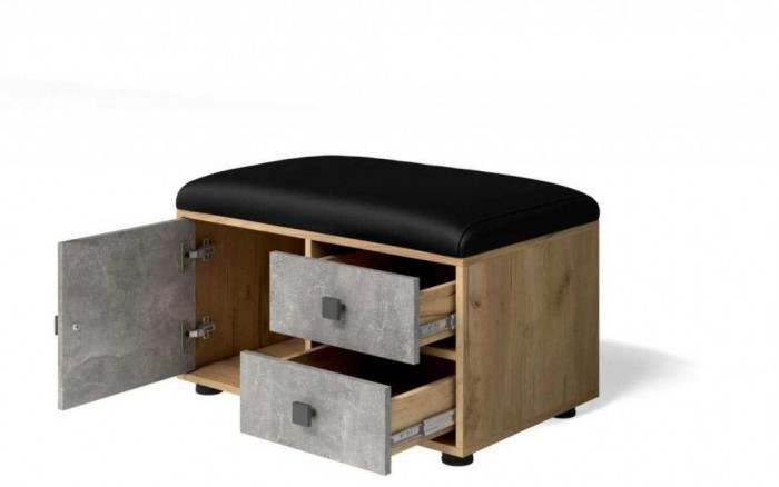 Тумба Мини-Лайт МЛ-5 дуб крафт/ателье/черный к/з