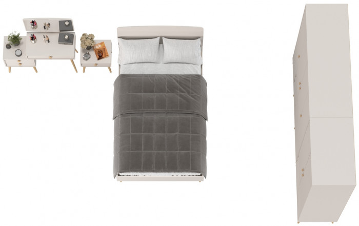 Афина Спальня 39-1200, цвет кашемир серый, сп.м. 1200х2000 мм., б/м, основание есть - фанера