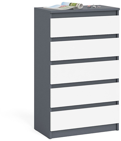 Мори Комод МК700.5, цвет графит/белый, ШхГхВ 70,4х41х114 см.