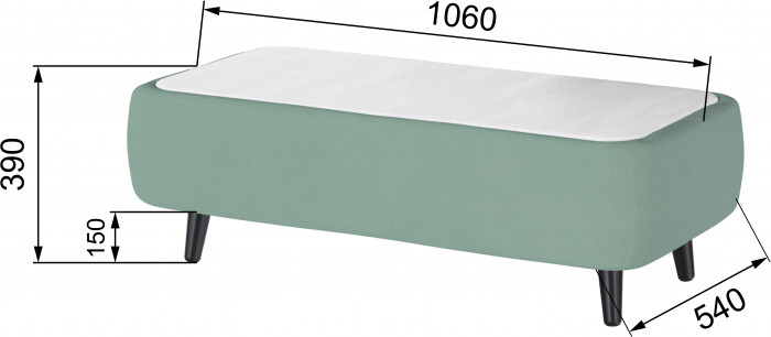 Стол журнальный Пай мятный/мдф холст белый