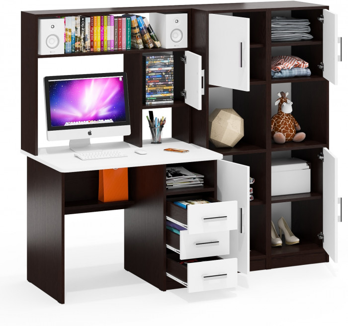 С-МД-СК9 Компоновка № 02, венге/белый шагрень