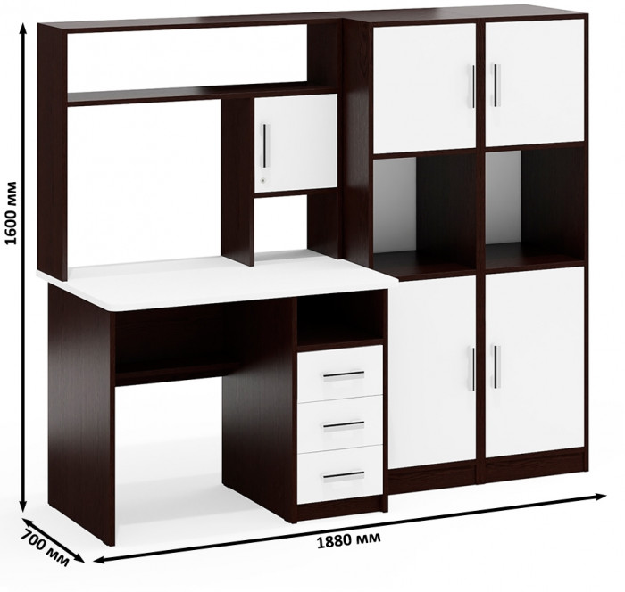 С-МД-СК9 Компоновка № 02, венге/белый шагрень