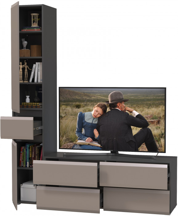 Сидней Комплектация № 015, корпус: антрацит/фасады: МДФ веллюто капучино