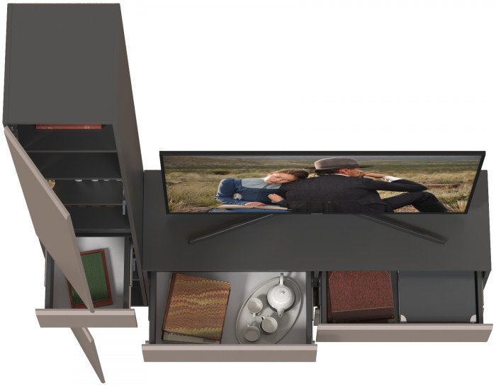 Сидней Комплектация № 015, корпус: антрацит/фасады: МДФ веллюто капучино