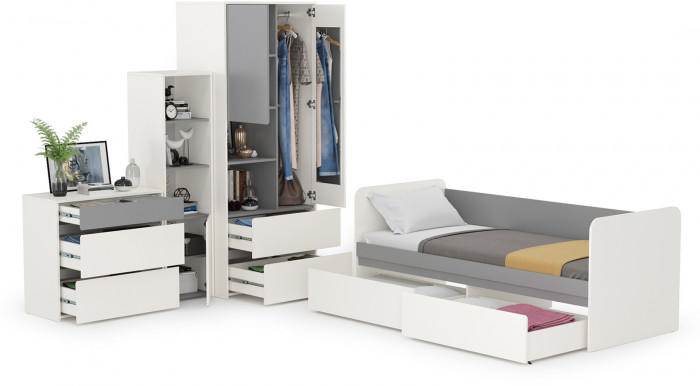 Торонто Компоновка № 26, белый шагрень/стальной серый