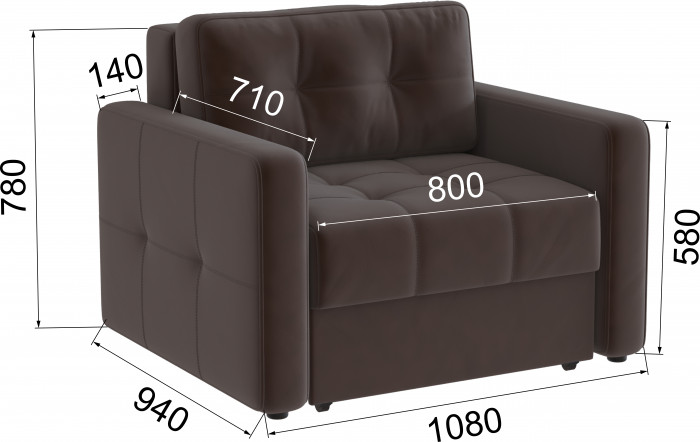 Кресло-кровать Брэй, Коричневый