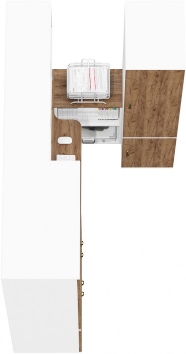 Лидер-8 Шкаф МД 19Б + Стол + Пенал 23Б, белый шагрень/крафт золото