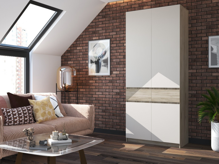 Шкаф Бостон ЛДСП ШК-001, крафт серый/кашемир