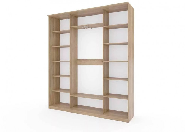 Шкаф купе Модерн 2076х450 3-х дверный 3-х секционный зеркальный с пескоструем №2 ясень