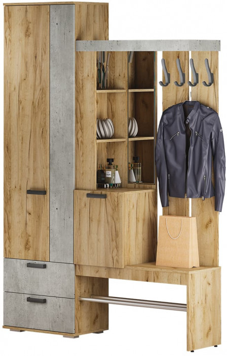 Прихожая "Трамп" (1500*2176*372) крафт/бетон