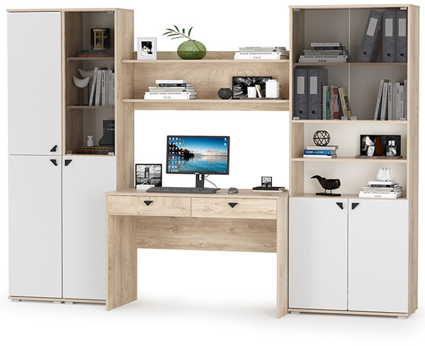 Бостон № 44, дуб эндгрейн элегантный/фасады МДФ милк рикамо софт