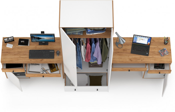 Вуди Компоновка № 25, белый премиум/дуб крафт золотой