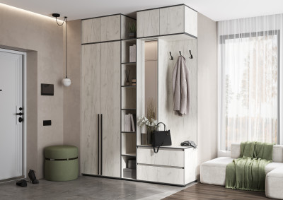 Норд Прихожая, композиция №2, Дуб крафт белый/Дуб крафт белый