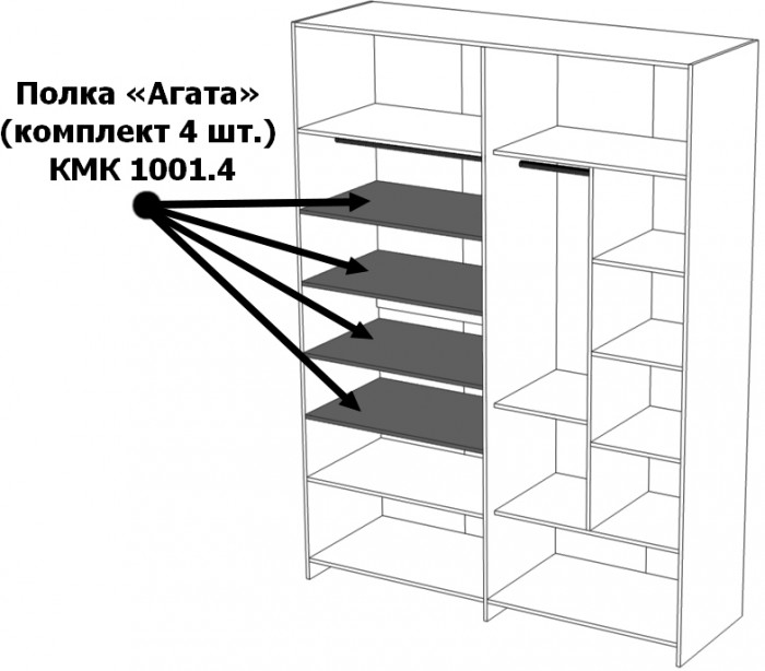 Полка "Агата" набор 4шт, Белый текстурный