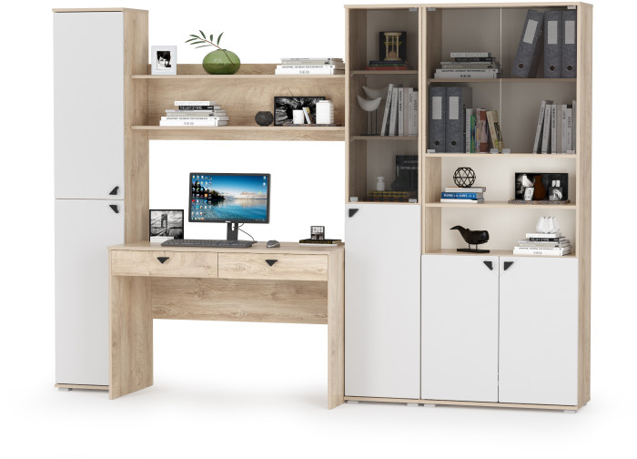 Бостон № 45, дуб эндгрейн элегантный/фасады МДФ милк рикамо софт