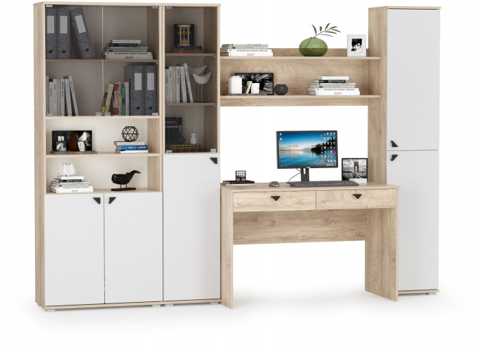 Бостон № 45, дуб эндгрейн элегантный/фасады МДФ милк рикамо софт