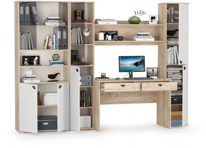 Бостон № 45, дуб эндгрейн элегантный/фасады МДФ милк рикамо софт