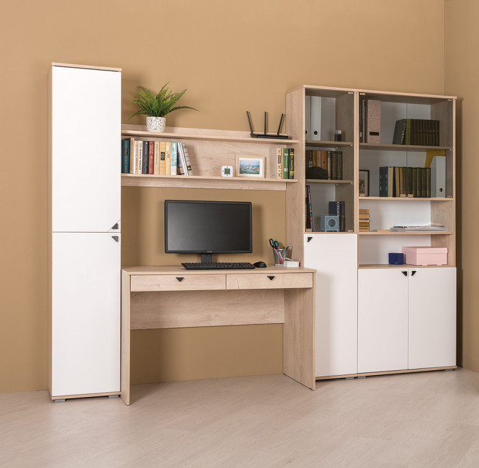 Бостон № 45, дуб эндгрейн элегантный/фасады МДФ милк рикамо софт