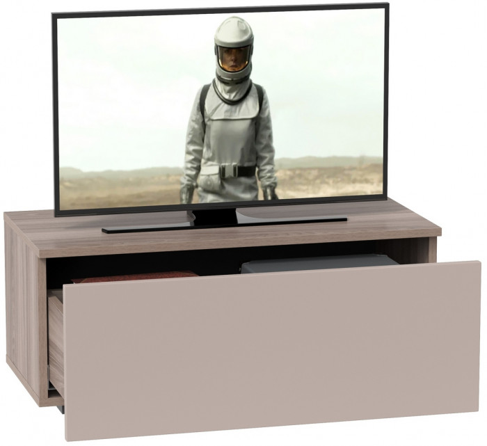 Роквуд Тумба под ТВ 16.54.01, цвет корпус ДСП эмили блаш/фасады МДФ крем, ШхГхВ 76,8х36,8х32 см.