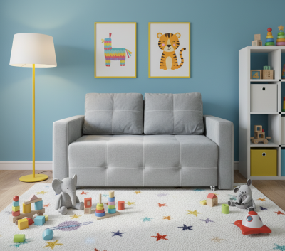 Диван-аккордеон Марс, сп.м. 140х200, велюр серый