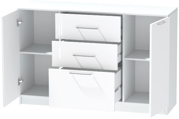 Комод №3 "Иннэс-7", Белый/Белый глянец