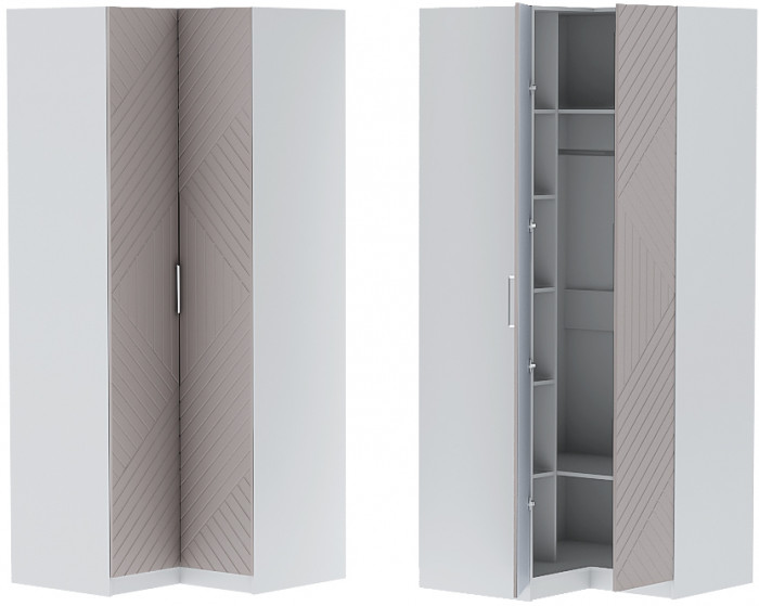 Шкаф угловой "Иннэс-7" - Белый/Грэй софт