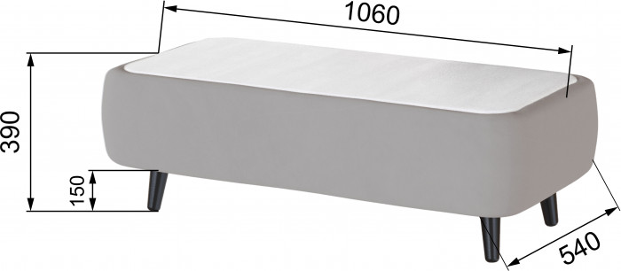 Стол журнальный Пай светло-серый/мдф холст белый