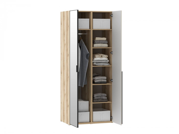 Шкафы Арден 200.2-200.2 зеркало-полки Дуб Делано / Сантьяго софт