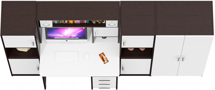 С-МД-СК9 Компоновка № 03, венге/белый шагрень