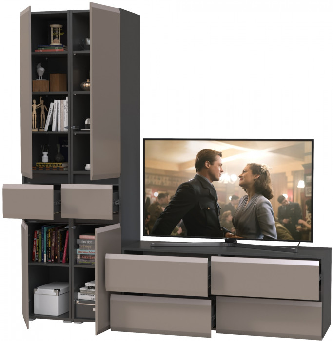 Сидней Комплектация № 017, корпус: антрацит/фасады: МДФ веллюто капучино