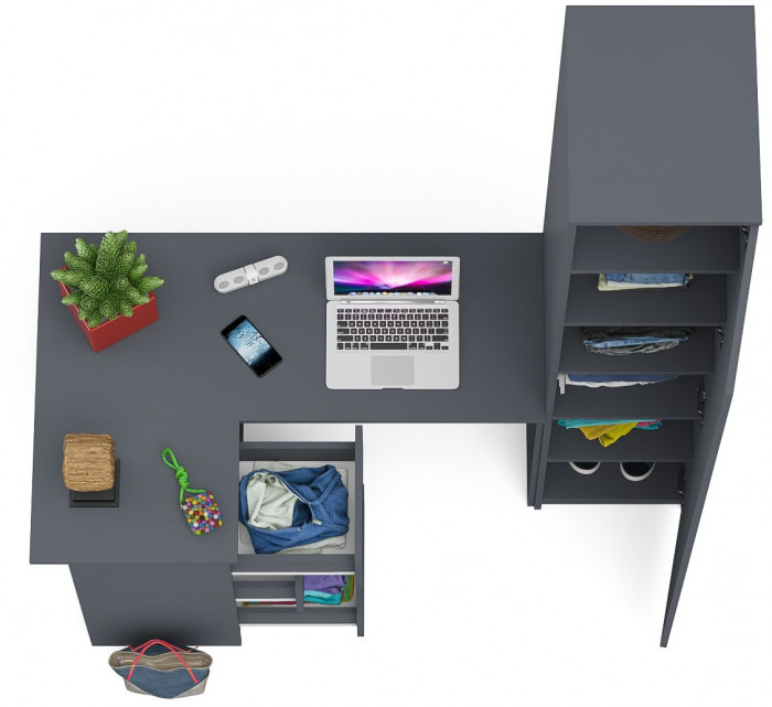 Мори компьютерный стол МС-16 левый + Пенал МШ400.1, графит