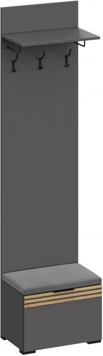 Модульная Прихожая Нао, набор №2, Графит/Графит, Дуб вотан, Simple 27