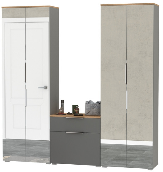 Октава Прихожая 24, серый графит/дуб крафт золотой/фасады МДФ серый графит