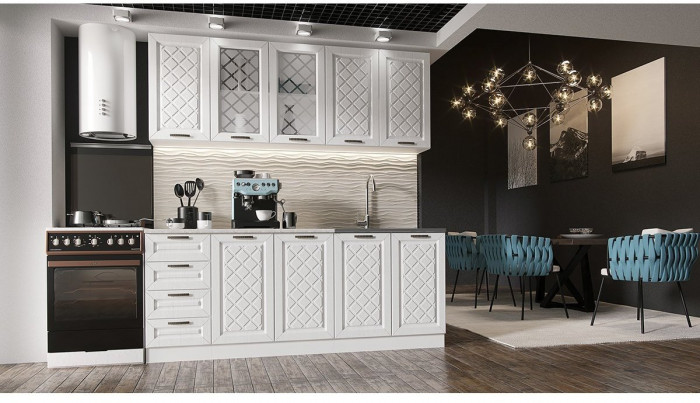 Кухня МДФ Агава 2000 (Акация белая / Мята, Белый)